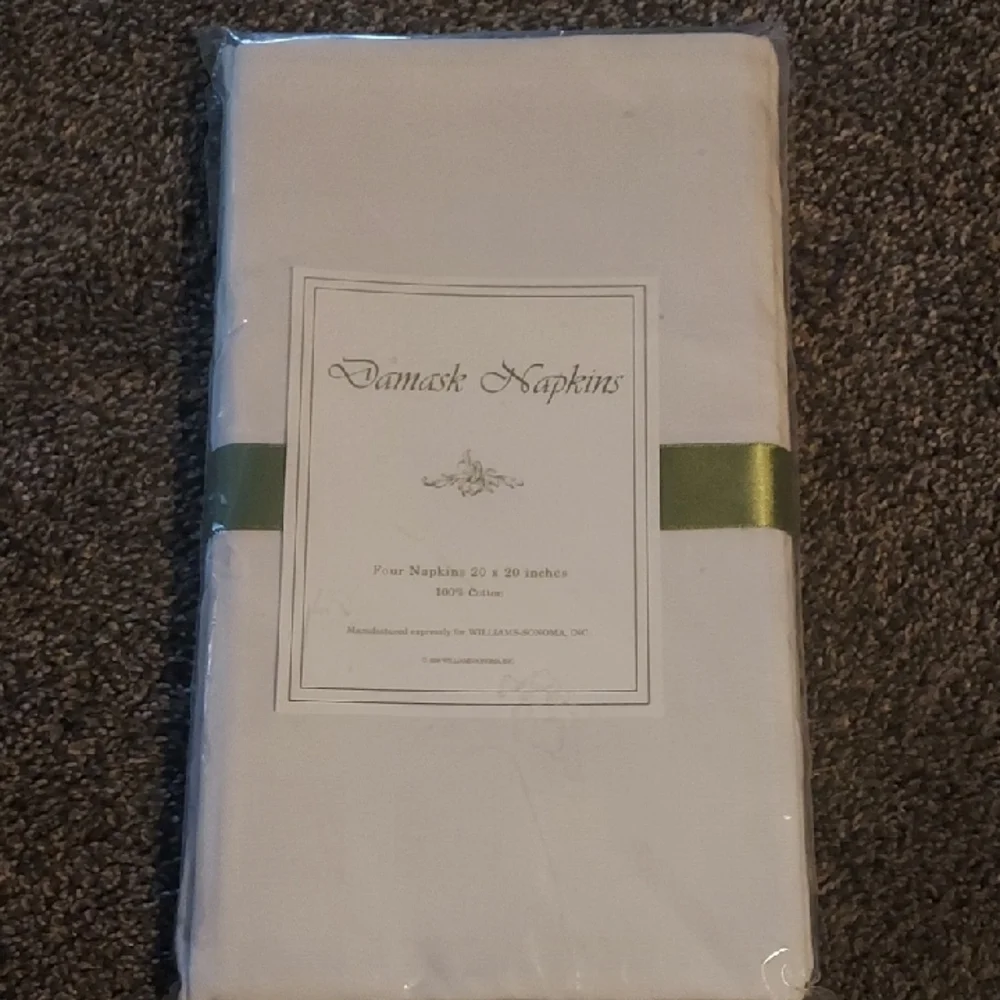 Williams Sonoma White Damask Napkins